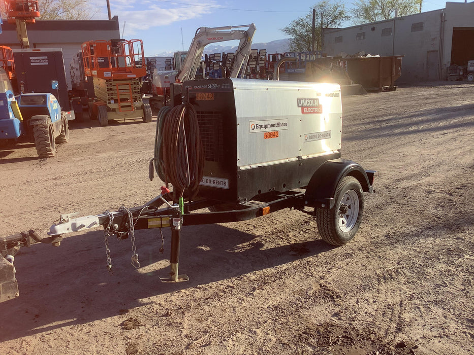 2019 Lincoln Electric Vantage 322 Welder Ready-Pak 3, Two wheel trailer, Fender and Light kit, Cable Rack