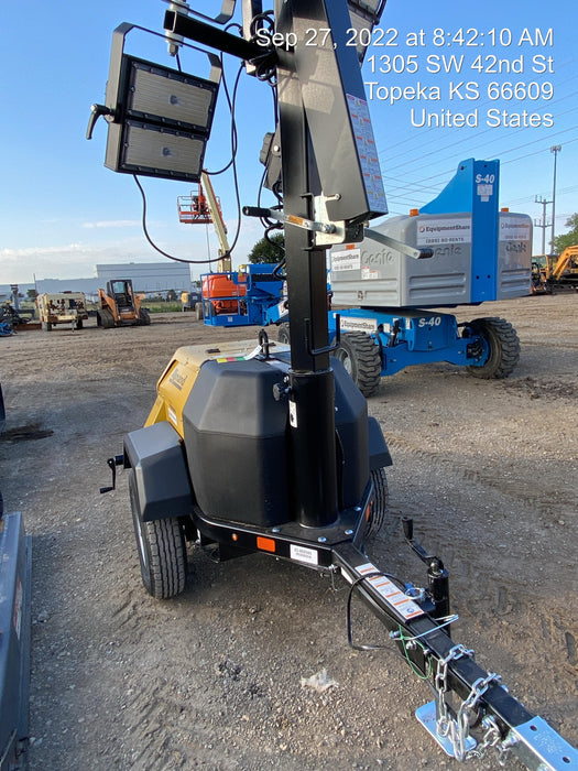 2022 Allmand NLV3GR (4) LED Light Fixture 350W, 23' Vertical Mast, 3kW Prime, Towable, ES Decals, T3