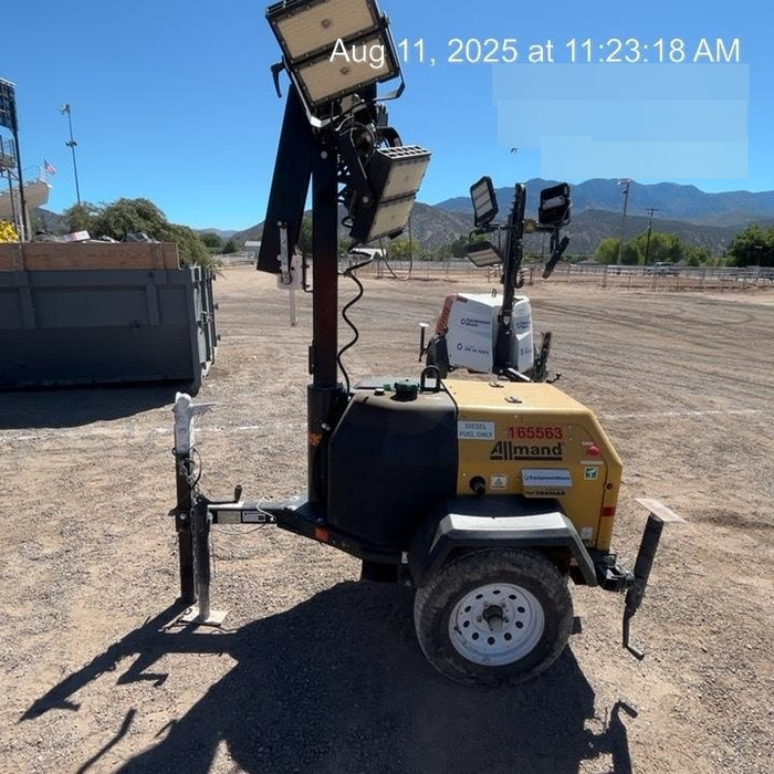 2021 Allmand NLV3GR (4) LED Light Fixture 350W, 23' Vertical Mast, 3kW Prime, Towable, Deep Sea L401, Leveling Jacks, Yanmar T4F 5.8hp