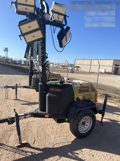 2022 Allmand NLV3GR (4) LED Light Fixture 350W, 23' Vertical Mast, 3kW Prime, Towable, Deep Sea L401, Leveling Jacks, Yanmar T4F 5.8hp