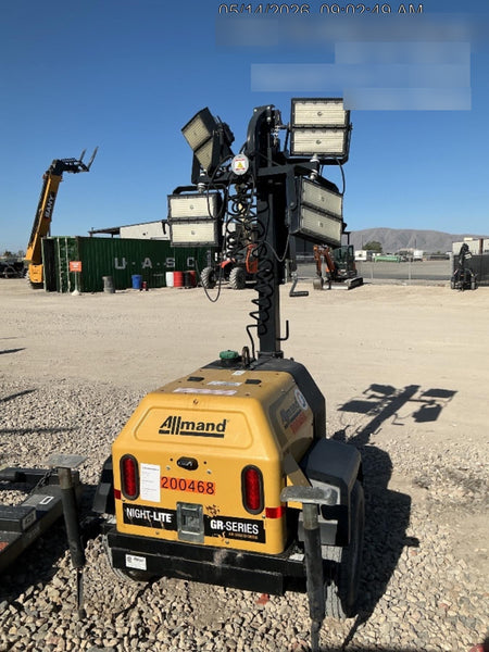 2022 Allmand NLV3GR (4) LED Light Fixture 350W, 23' Vertical Mast, 3kW Prime, Towable, Deep Sea L401, Leveling Jacks, Yanmar T4F 5.8hp