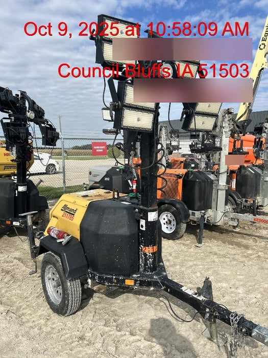 2022 Allmand NLV3GR (4) LED Light Fixture 350W, 23' Vertical Mast, 3kW Prime, Towable, Deep Sea L401, Leveling Jacks, Yanmar T4F 5.8hp