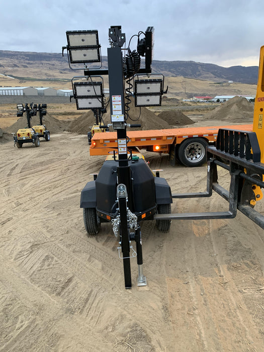 2021 Allmand NLV3GR (4) LED Light Fixture 350W, 23' Vertical Mast, 3kW Prime, Towable, Deep Sea L401, Leveling Jacks, Yanmar T4F 5.8hp