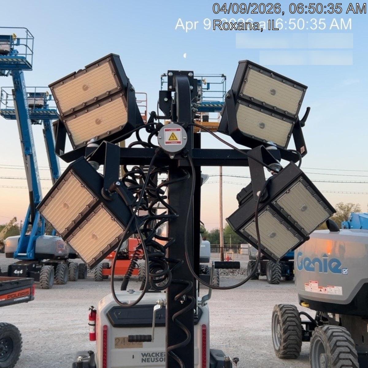 2022 Allmand NLV3GR (4) LED Light Fixture 350W, 23' Vertical Mast, 3kW Prime, Towable, ES Decals, T3