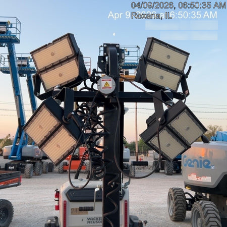 2022 Allmand NLV3GR (4) LED Light Fixture 350W, 23' Vertical Mast, 3kW Prime, Towable, ES Decals, T3