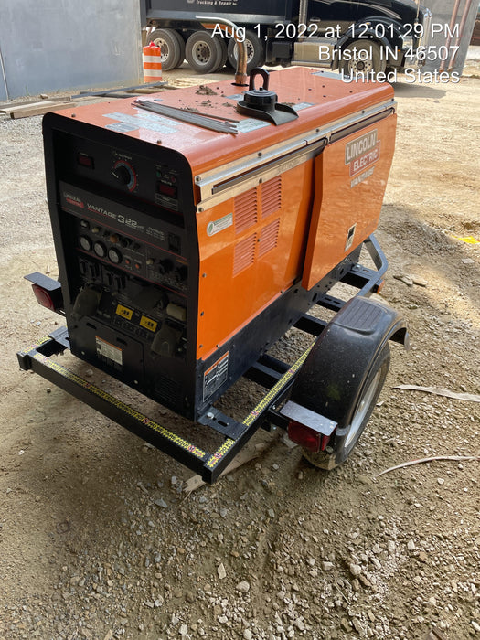 2021 Lincoln Electric Vantage 322 Vantage 322 Ready Pak 3 w/ Decals, ORANGE (includes trailer, cable rack, fender light kit) NO Telematics