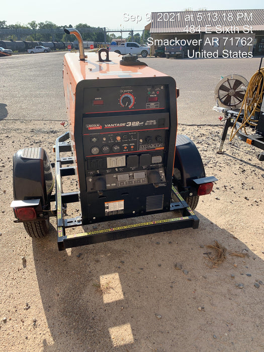 2019 Lincoln Electric Vantage 322 Ready-Pak 3, Two Wheel Trailer, Fender and Light Kit, Cable Rack