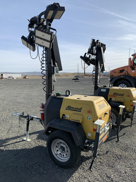 2020 Allmand NLV3GR (4) LED Light Fixture 350W, 23' Vertical Mast, 3kW Prime, Towable, Deep Sea L401, Leveling Jacks, Yanmar T4F 5.8hp