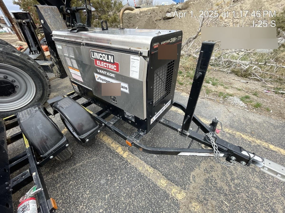 2019 Lincoln Electric Vantage 322 Welder Ready-Pak 3, Two wheel trailer, Fender and Light kit, Cable Rack