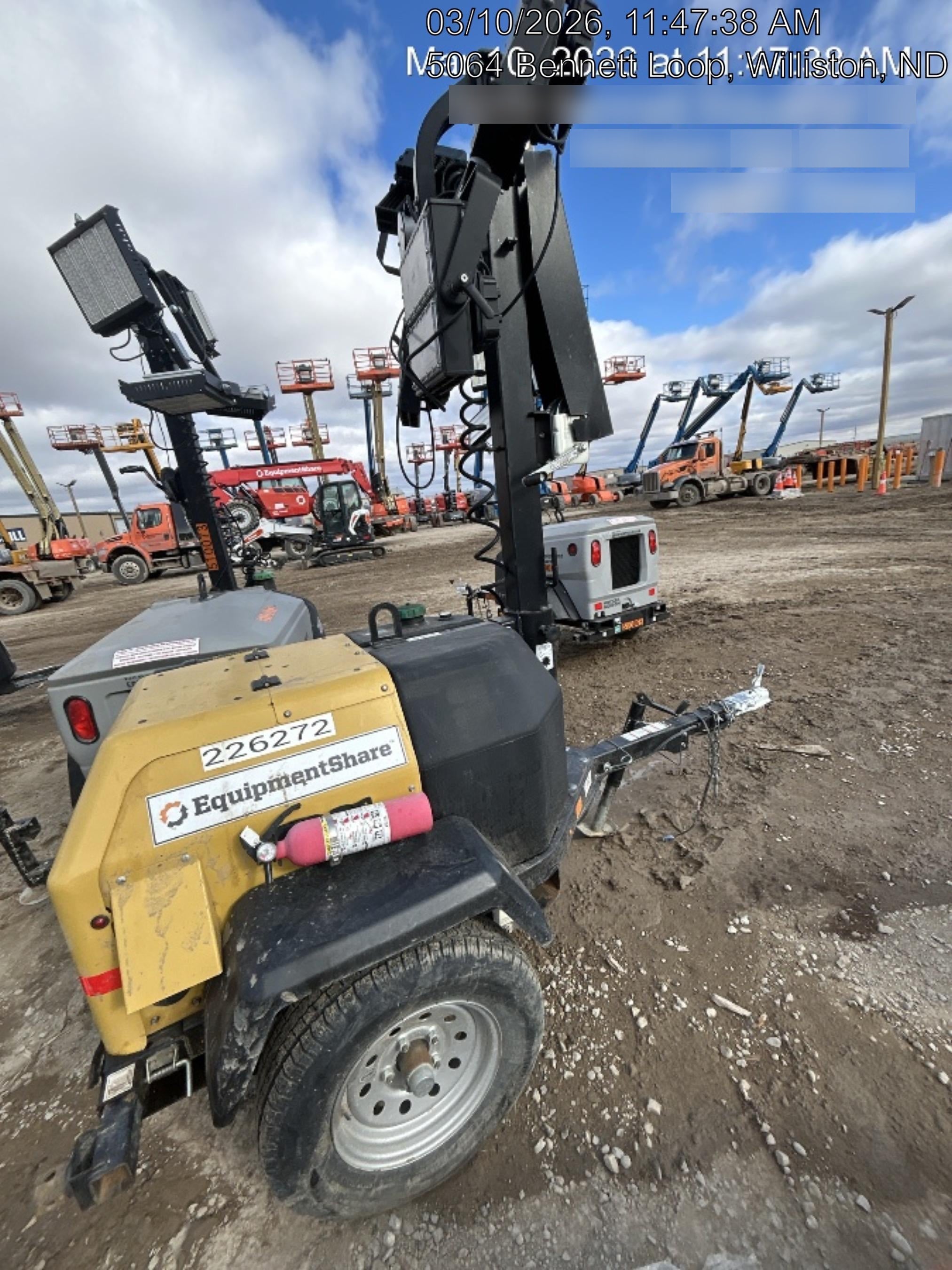 2022 Allmand NLV3GR (4) LED Light Fixture 350W, 23' Vertical Mast, 3kW Prime, Towable, Deep Sea L401, Leveling Jacks, Yanmar T4F 5.8hp
