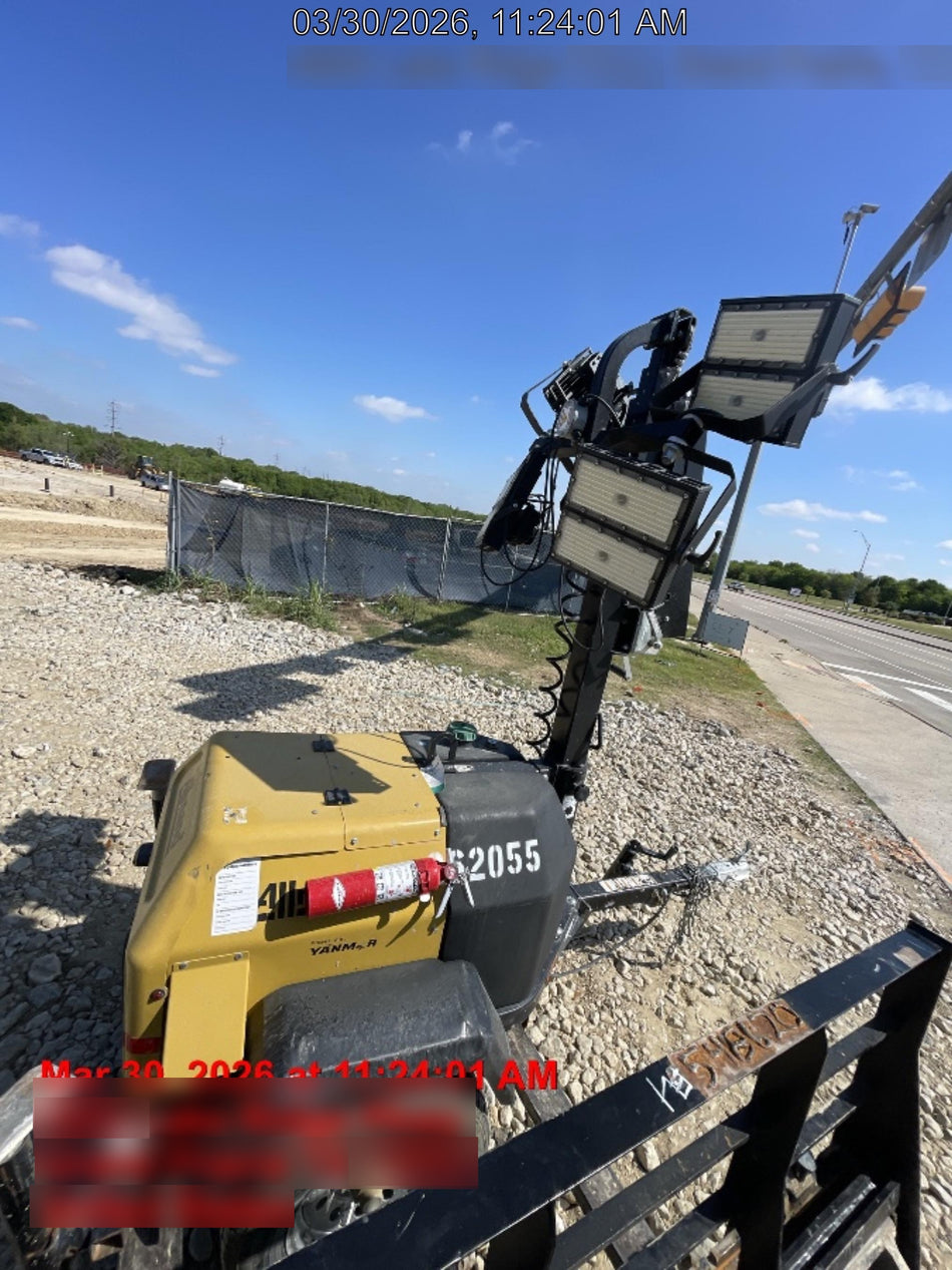 2022 Allmand NLV3GR (4) LED Light Fixture 350W, 23' Vertical Mast, 3kW Prime, Towable, ES Decals, T3