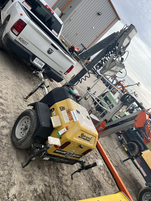 2022 Allmand NLV3GR (4) LED Light Fixture 350W, 23' Vertical Mast, 3kW Prime, Towable, Deep Sea L401, Leveling Jacks, Yanmar T4F 5.8hp