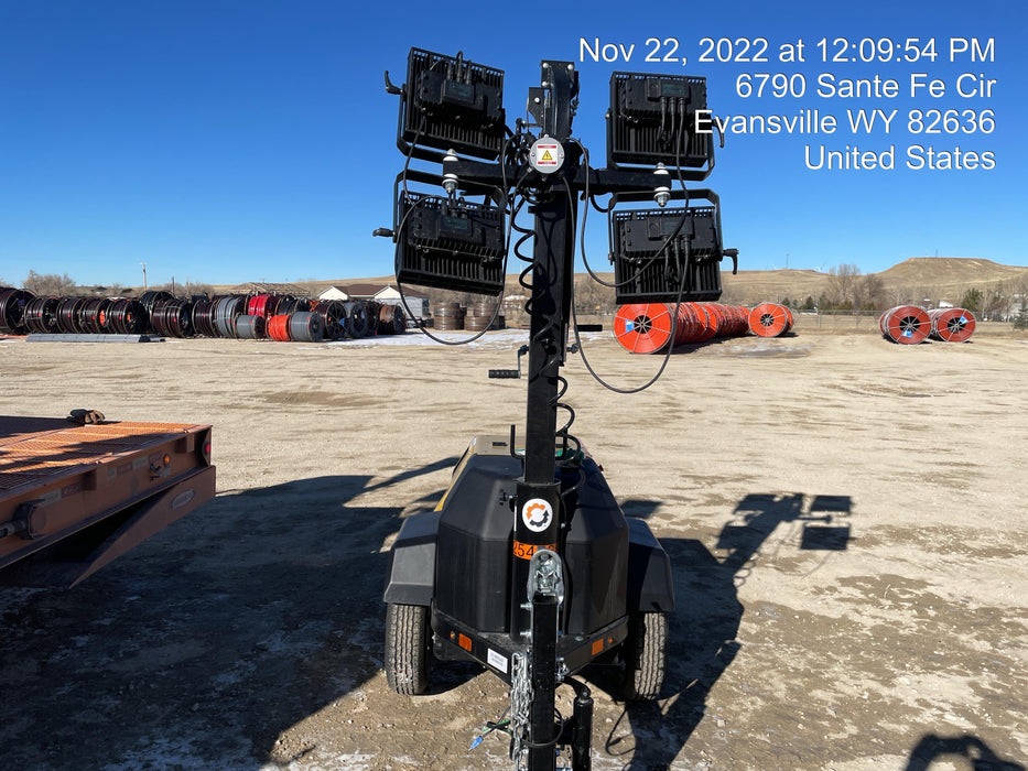 2022 Allmand NLV3GR (4) LED Light Fixture 350W, 23' Vertical Mast, 3kW Prime, Towable, ES Decals, T3