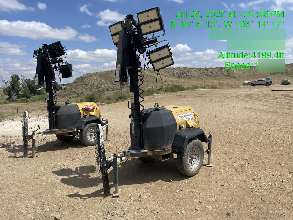 2021 Allmand NLV3GR (4) LED Light Fixture 350W, 23' Vertical Mast, 3kW Prime, Towable, Deep Sea L401, Leveling Jacks, Yanmar T4F 5.8hp