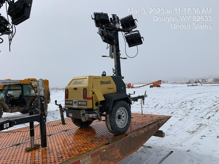 2022 Allmand NLV3GR (4) LED Light Fixture 350W, 23' Vertical Mast, 3kW Prime, Towable, ES Decals, T3