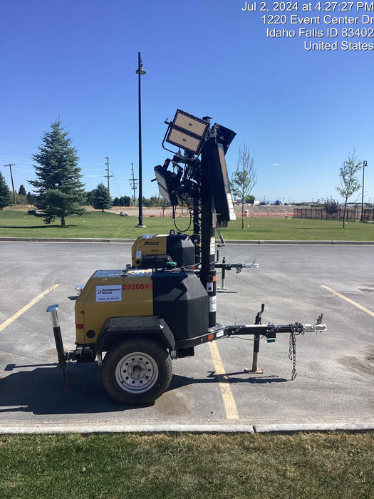 2022 Allmand NLV3GR (4) LED Light Fixture 350W, 23' Vertical Mast, 3kW Prime, Towable, Deep Sea L401, Leveling Jacks, Yanmar T4F 5.8hp