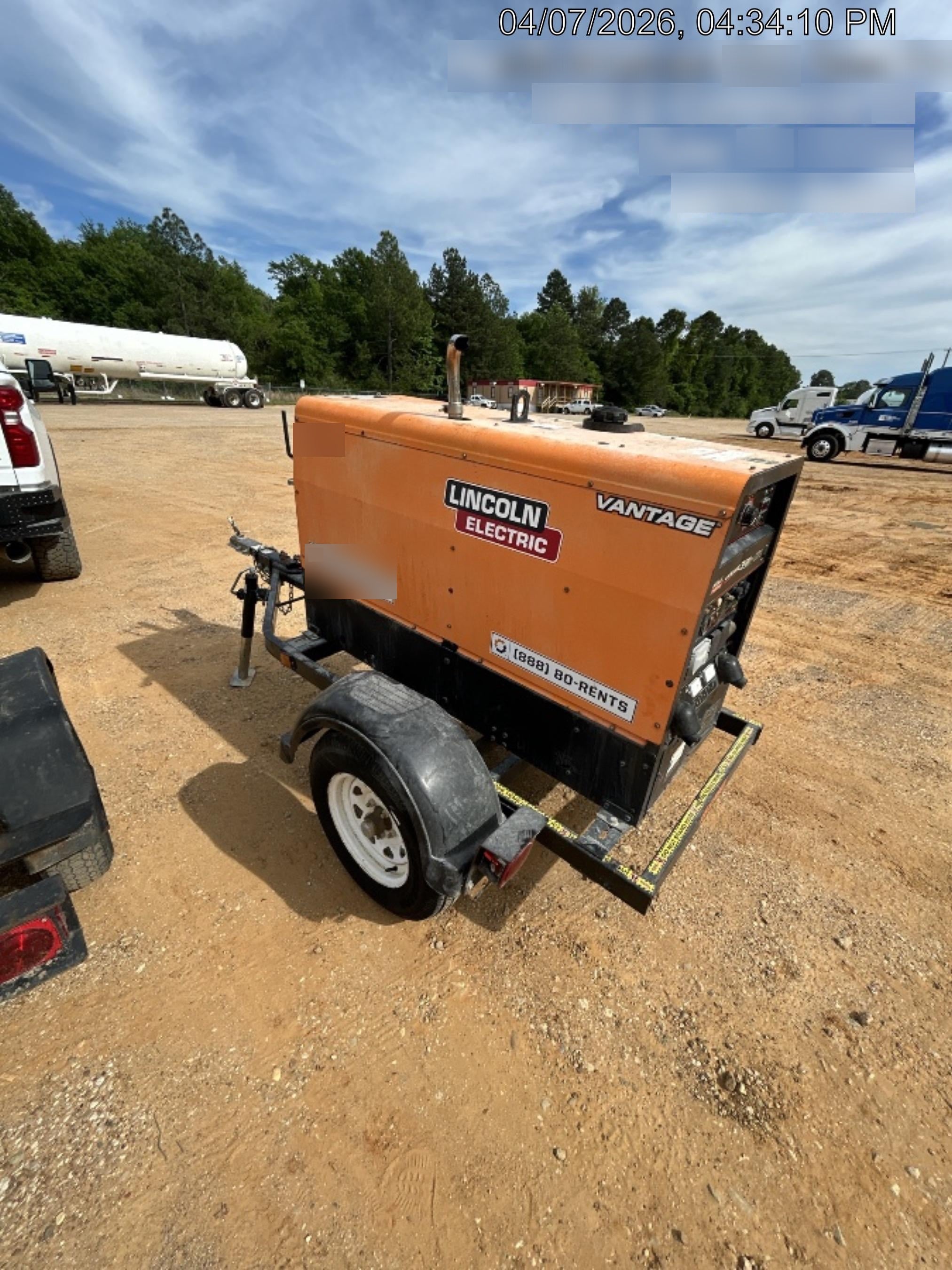 2021 Lincoln Electric Vantage 322 Vantage 322 Ready Pak 3 w/ Decals, ORANGE (includes trailer, cable rack, fender light kit) NO Telematics