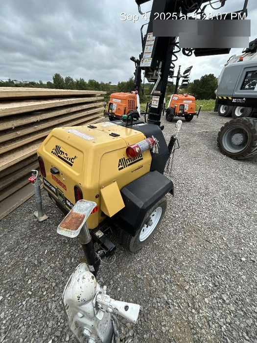 Allmand NLV3GR (4) LED Light Fixture 350W, 23' Vertical Mast, 3kW Prime, Towable, Deep Sea L401, Leveling Jacks, Yanmar T4F 5.8hp