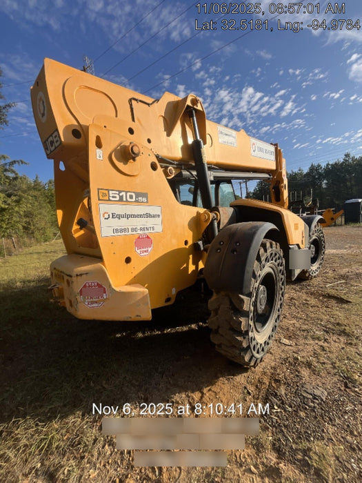 2019 JCB 510-56 74 HP w/CAB/HVAC, Beacon, Worklights, Aux Hydraulics, Solid Tires 72" Carriage/60" Forks
