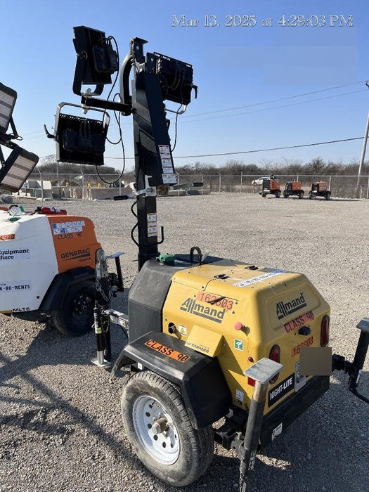 2021 Allmand NLV3GR (4) LED Light Fixture 350W, 23' Vertical Mast, 3kW Prime, Towable, Deep Sea L401, Leveling Jacks, Yanmar T4F 5.8hp