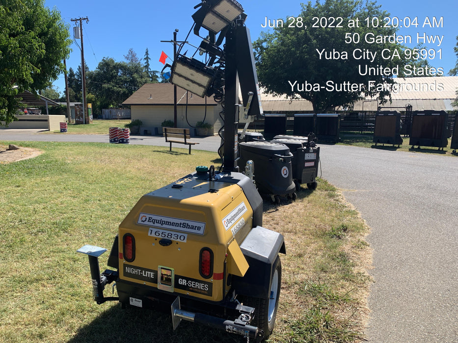 2021 Allmand NLV3GR (4) LED Light Fixture 350W, 23' Vertical Mast, 3kW Prime, Towable, Deep Sea L401, Leveling Jacks, Yanmar T4F 5.8hp