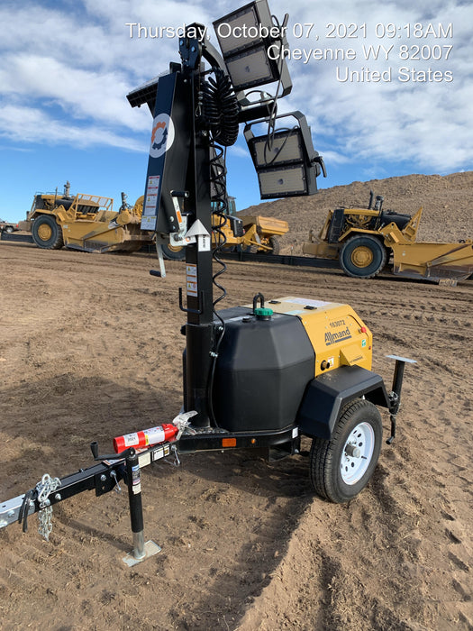 2021 Allmand NLV3GR (4) LED Light Fixture 350W, 23' Vertical Mast, 3kW Prime, Towable, Deep Sea L401, Leveling Jacks, Yanmar T4F 5.8hp