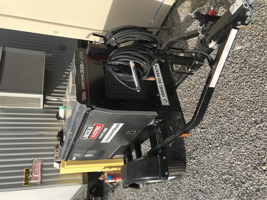 2019 Lincoln Electric Vantage 322 Welder Ready-Pak 3, Two wheel trailer, Fender and Light kit, Cable Rack