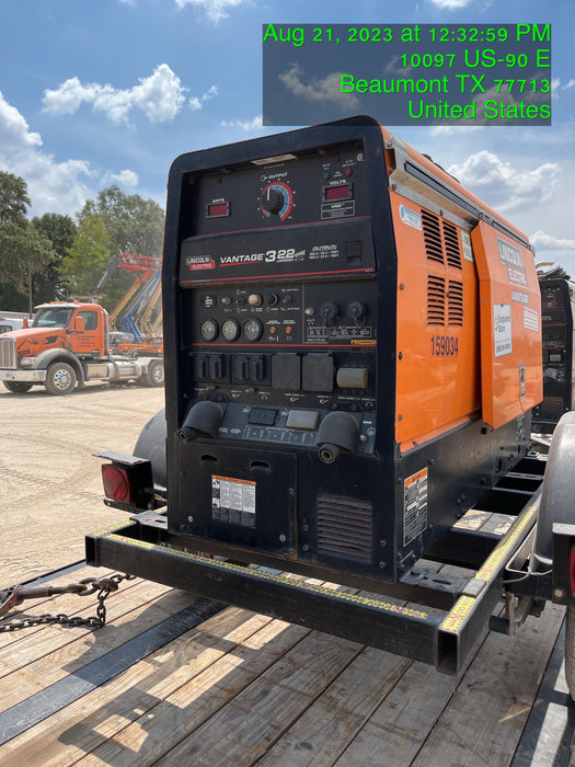 2021 Lincoln Electric Vantage 322 Vantage 322 Ready Pak 3 w/ Decals, ORANGE (includes trailer, cable rack, fender light kit) NO Telematics