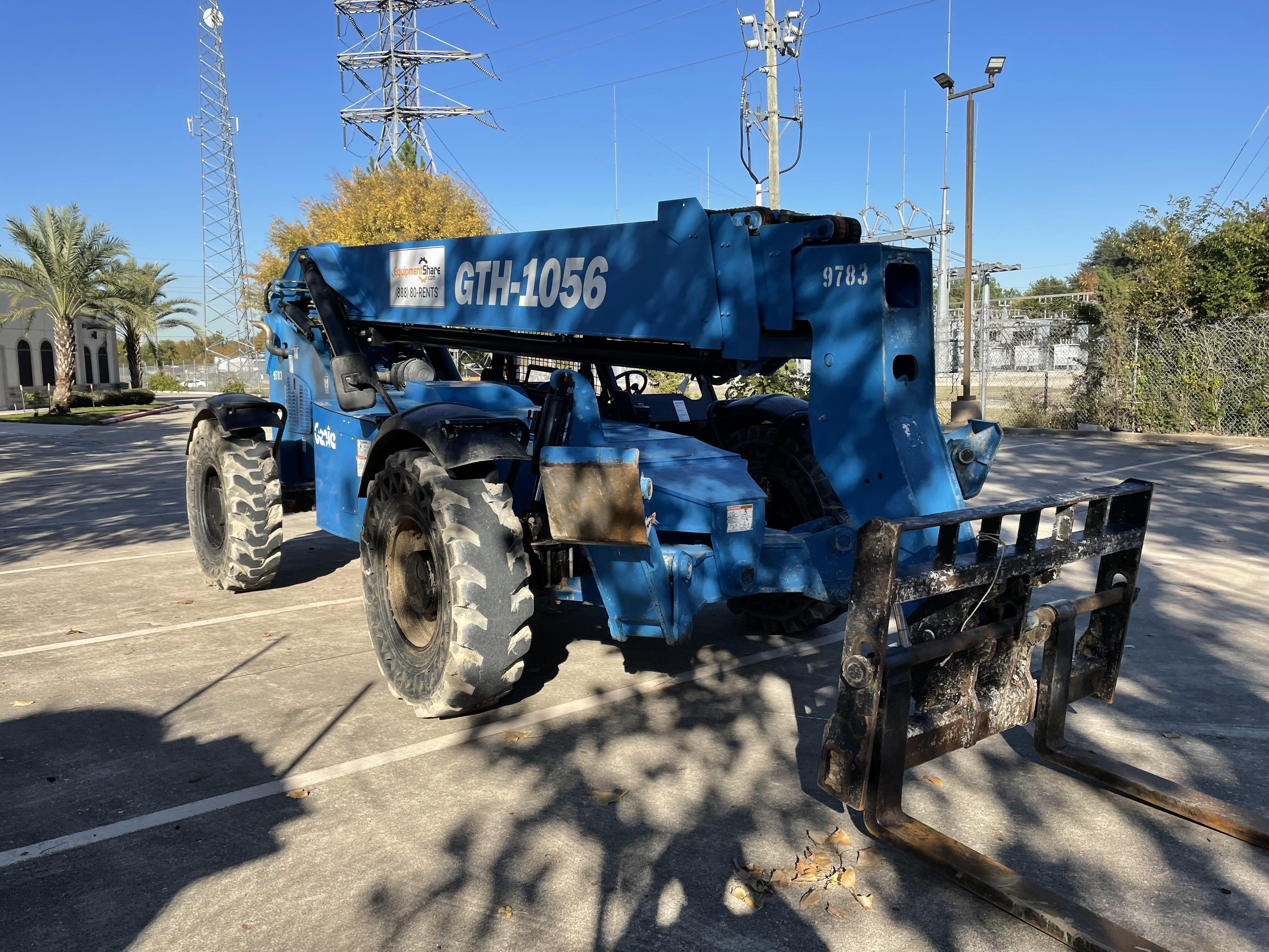 2018 Genie GTH-1056 Genie GTH-1056 w/Open ROPS, Solid Tires, Work Light/Beacon, 60" Carriage and Forks
