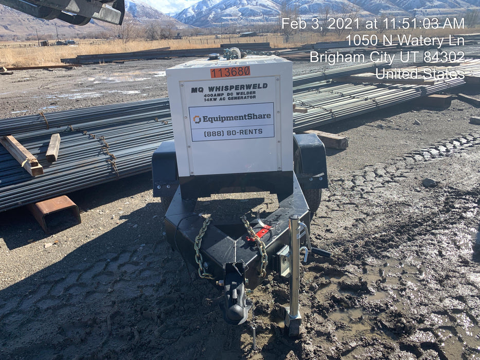 2020 Multiquip DLW400ESA4 400 amp Welder, 14kW, 120/240V, T4F Kubota, Trailer