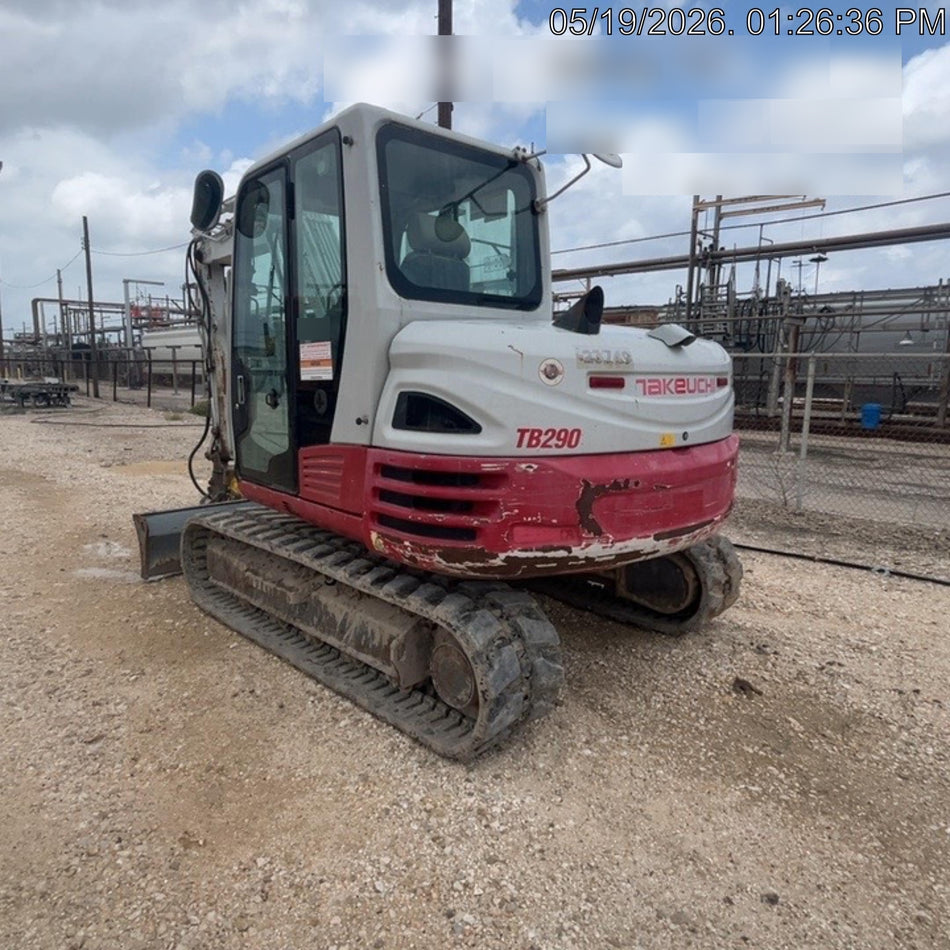 2019 Takeuchi TB290 Cab/Heat/AC w/Rubber Tracks, Auxiliary Hydraulics, Dozer Blade, Manual QC, 18/24/36" Buckets, Hydraulic Thumb Installed