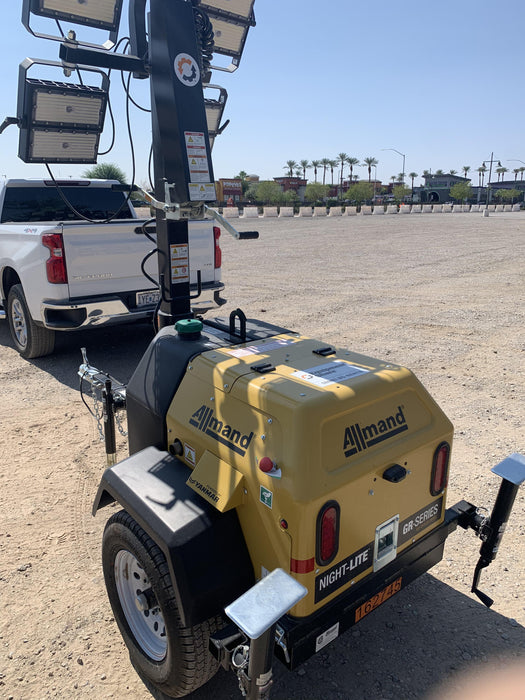 2021 Allmand NLV3GR (4) LED Light Fixture 350W, 23' Vertical Mast, 3kW Prime, Towable, Deep Sea L401, Leveling Jacks, Yanmar T4F 5.8hp