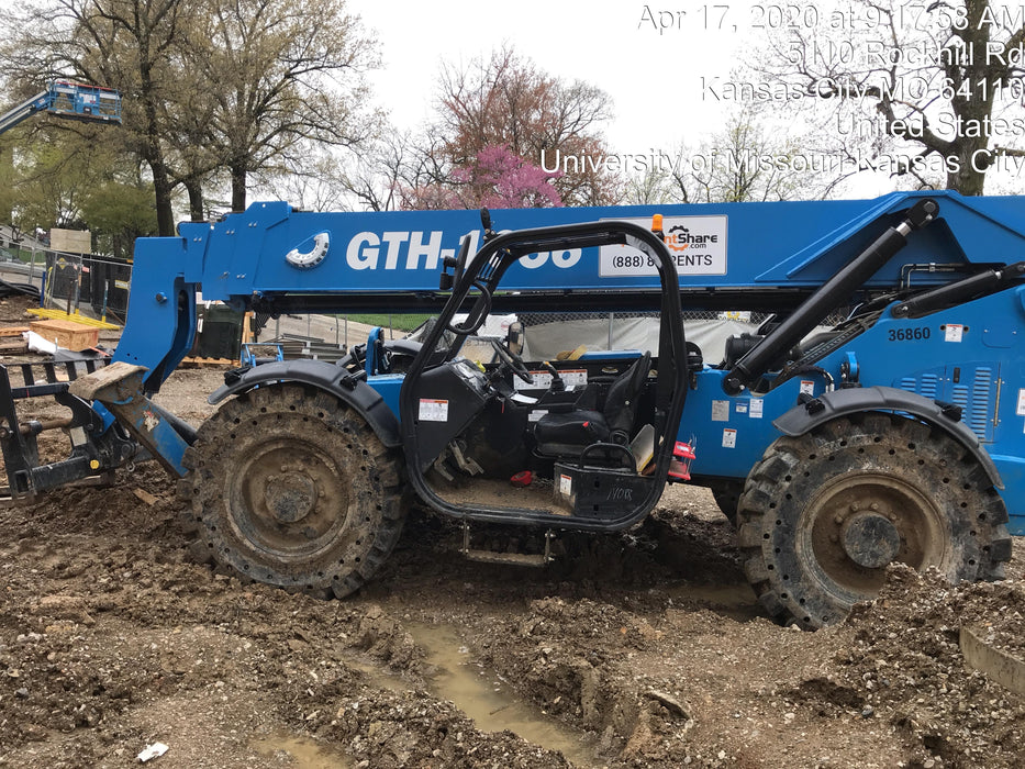 2019 Genie GTH-1056 Canopy, Solid RT Tires, LED Work Lights, Beacon 60" QA Carriage, 60" Forks