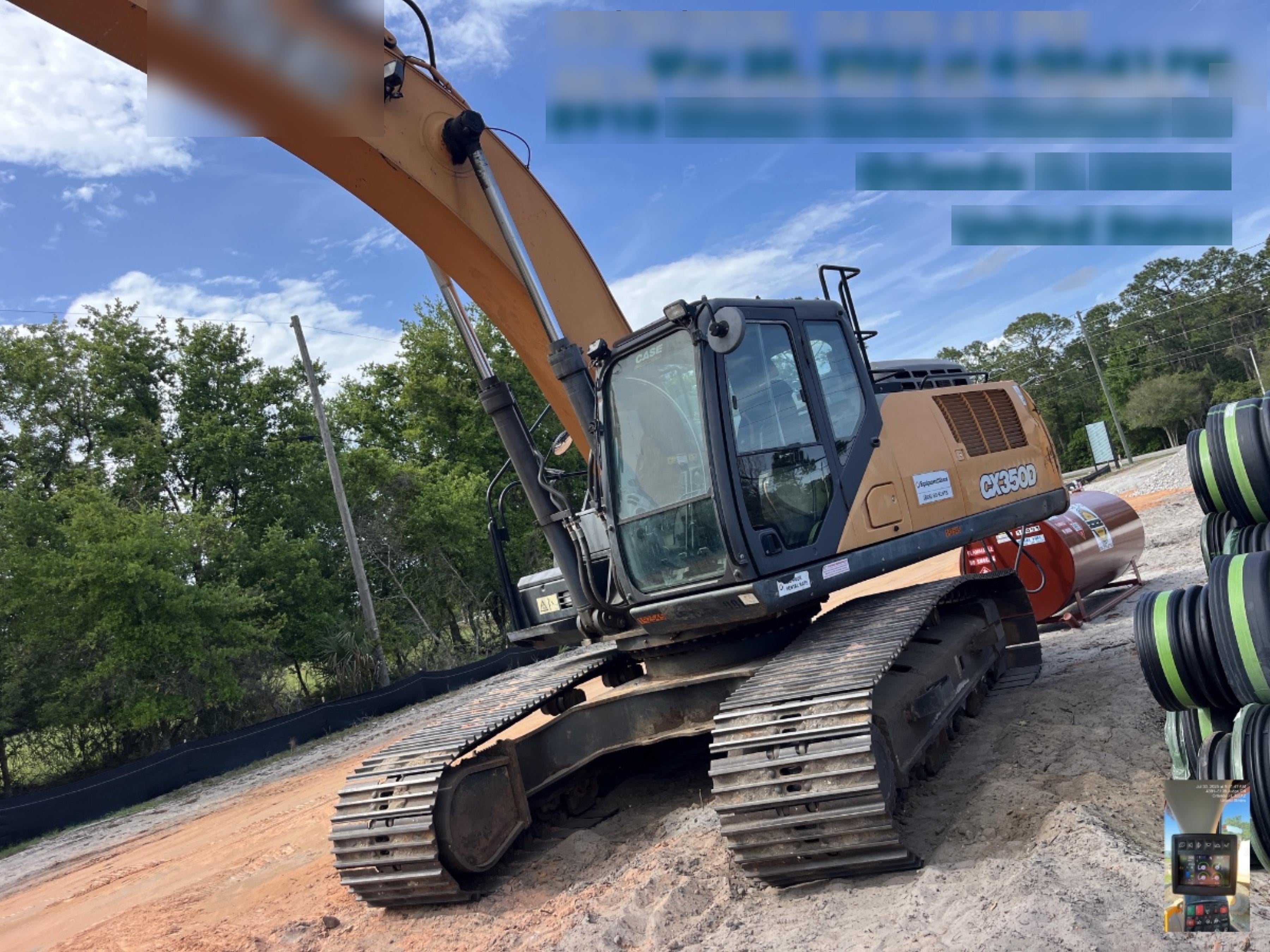 2017 Case CX350D CAB A/C, 13'-3" ARM, STEEL TRACKS