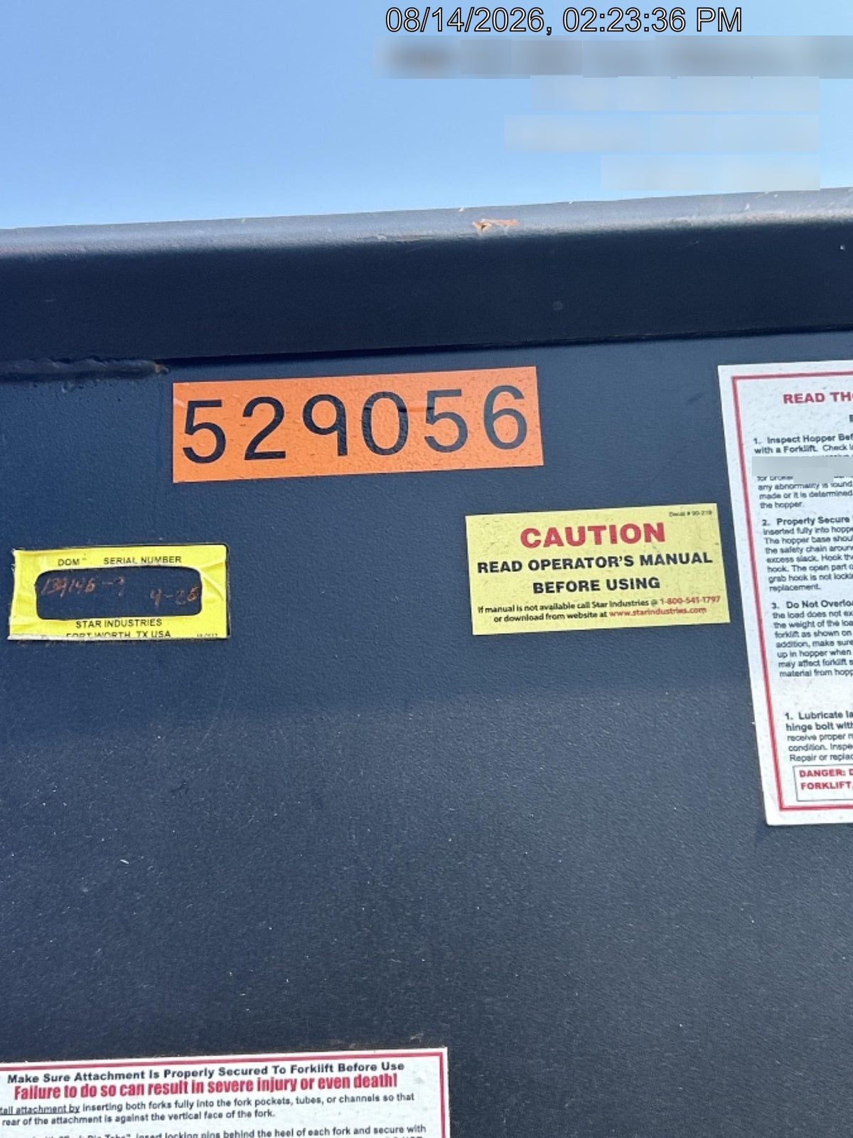 2025 STAR INDUSTRIES M-1820 - Self-Dump Hopper