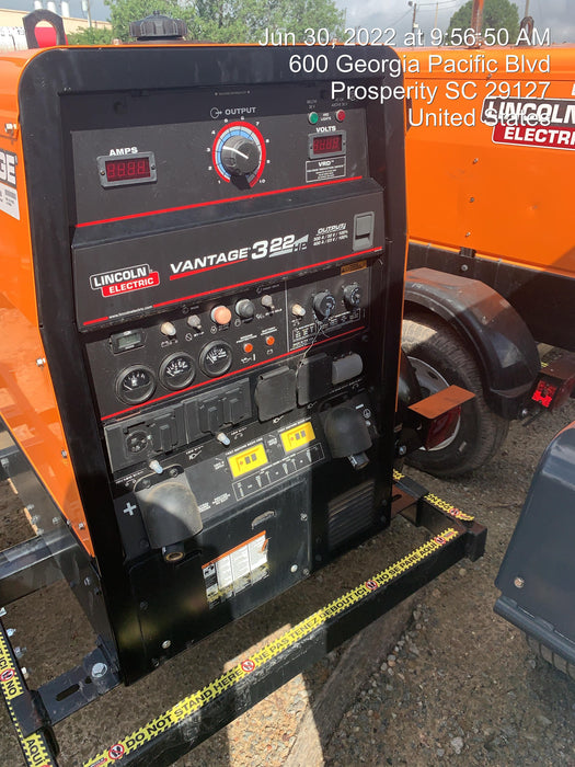 2021 Lincoln Electric Vantage 322 Vantage 322 Ready Pak 3 w/ Decals, ORANGE (includes trailer, cable rack, fender light kit) NO Telematics