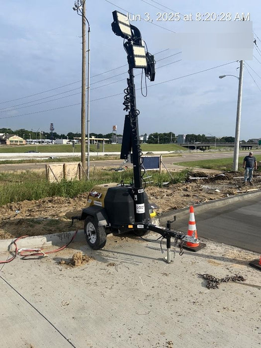 2021 Allmand NLV3GR (4) LED Light Fixture 350W, 23' Vertical Mast, 3kW Prime, Towable, Deep Sea L401, Leveling Jacks, Yanmar T4F 5.8hp