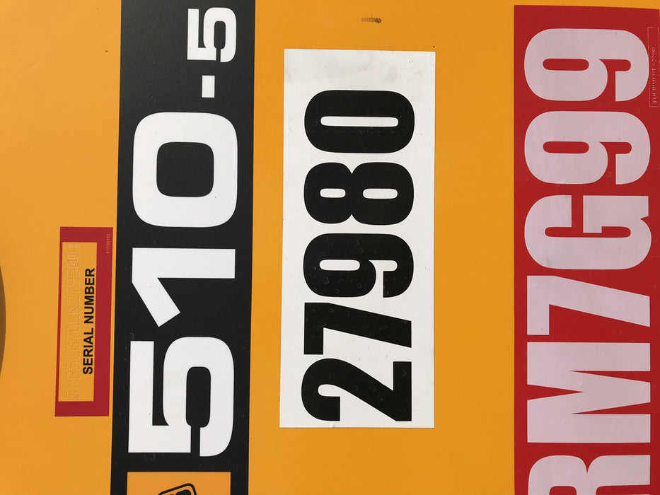 2019 JCB 510-56 74 HP w/Open ROPS, Beacon, Aux Hydraulics, Worklights, Solid Tires w/60" Carriage/Forks