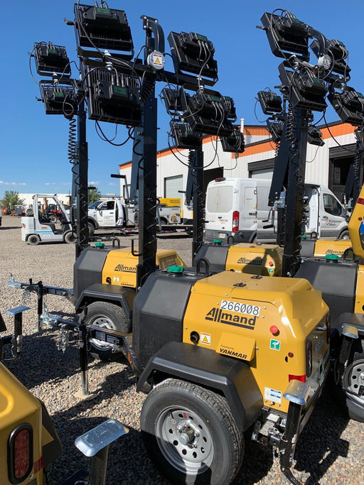 2022 Allmand NLV3GR (4) LED Light Fixture 350W, 23' Vertical Mast, 3kW Prime, Towable, ES Decals, T3