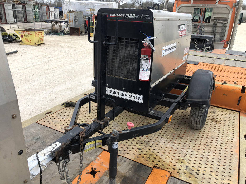 2019 Lincoln Electric Vantage 322 Welder Ready-Pak 3, Two wheel trailer, Fender and Light kit, Cable Rack