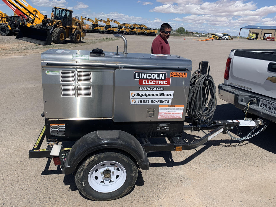 2019 Lincoln Electric Vantage 322 Welder Ready-Pak 3, Two wheel trailer, Fender and Light kit, Cable Rack