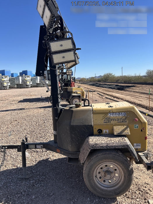 2022 Allmand NLV3GR (4) LED Light Fixture 350W, 23' Vertical Mast, 3kW Prime, Towable, ES Decals, T3