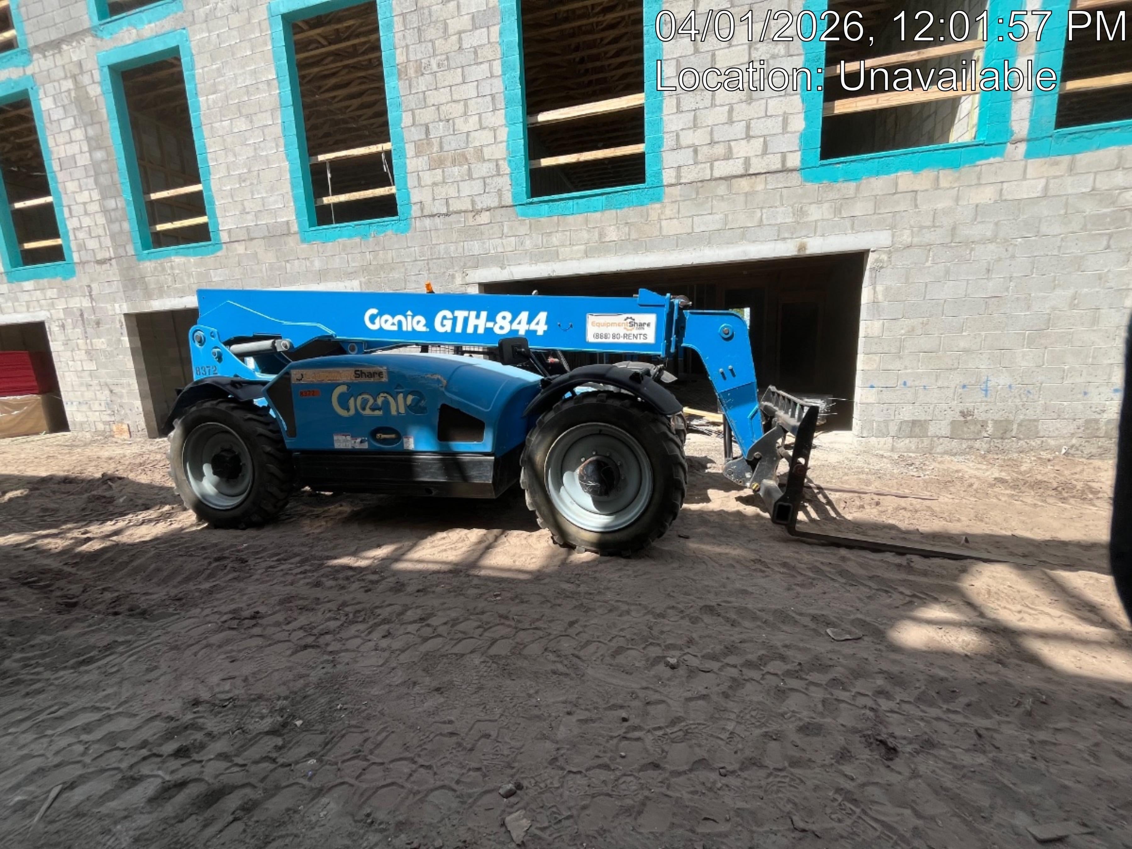 2018 Genie GTH-844 Genie GTH-844D w/Open ROPS, FF Tires, Work Light/Beacon, 60" Carriage and Forks