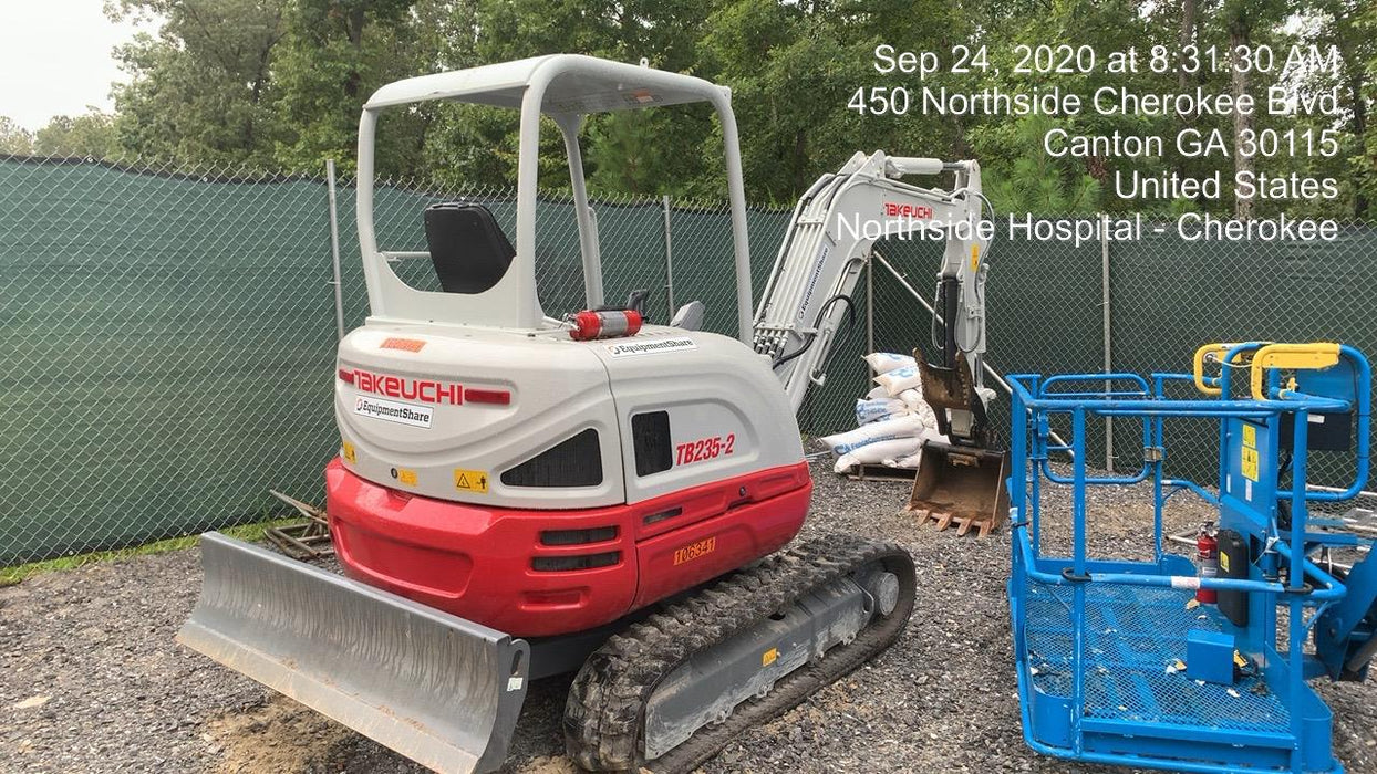 2020 Takeuchi TB235-2R Canopy, Rubber Tracks, Manual TAG QC