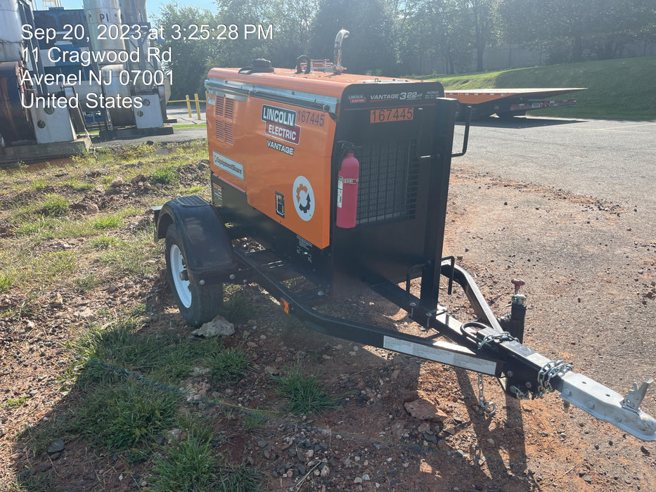 2021 Lincoln Electric Vantage 322 Vantage 322 Ready Pak 3 w/ Decals, ORANGE (includes trailer, cable rack, fender light kit) NO Telematics