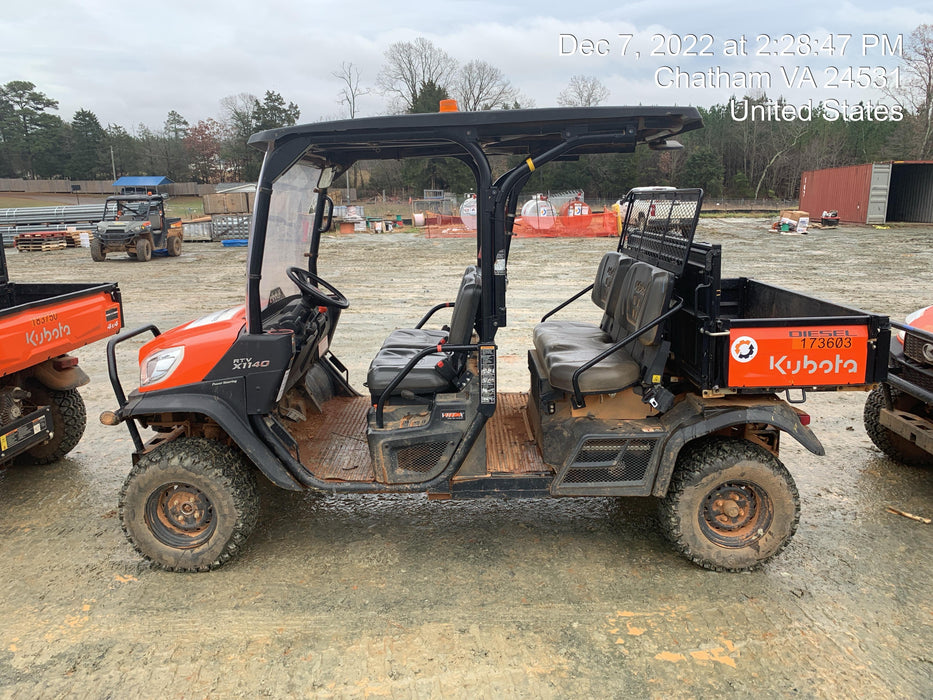 2021 Kubota RTV-X1140W-H Plastic Canopy, Windshield Acrylic Clear, LED Strobe Light, Wire Harness Kit, Back up Alarm