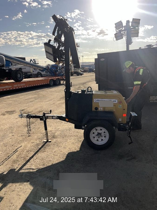 Allmand NLV3GR (4) LED Light Fixture 350W, 23' Vertical Mast, 3kW Prime, Towable, Deep Sea L401, Leveling Jacks, Yanmar T4F 5.8hp