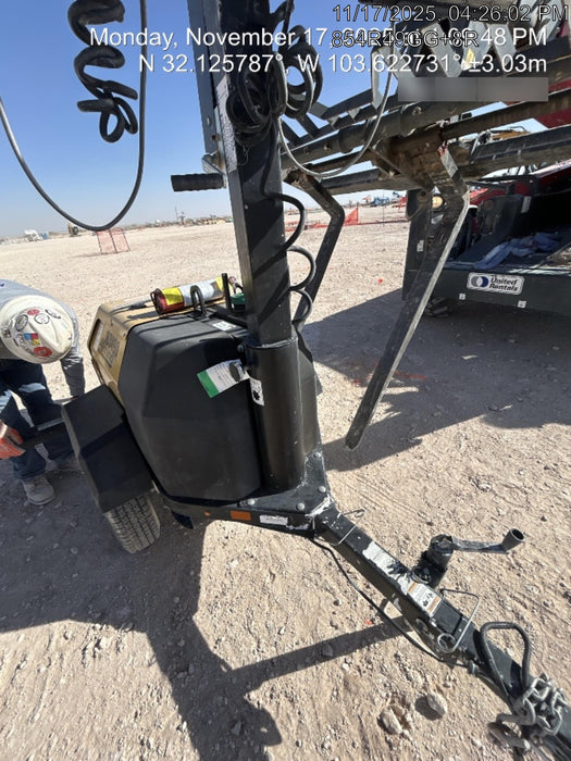 2021 Allmand NLV3GR (4) LED Light Fixture 350W, 23' Vertical Mast, 3kW Prime, Towable, Deep Sea L401, Leveling Jacks, Yanmar T4F 5.8hp