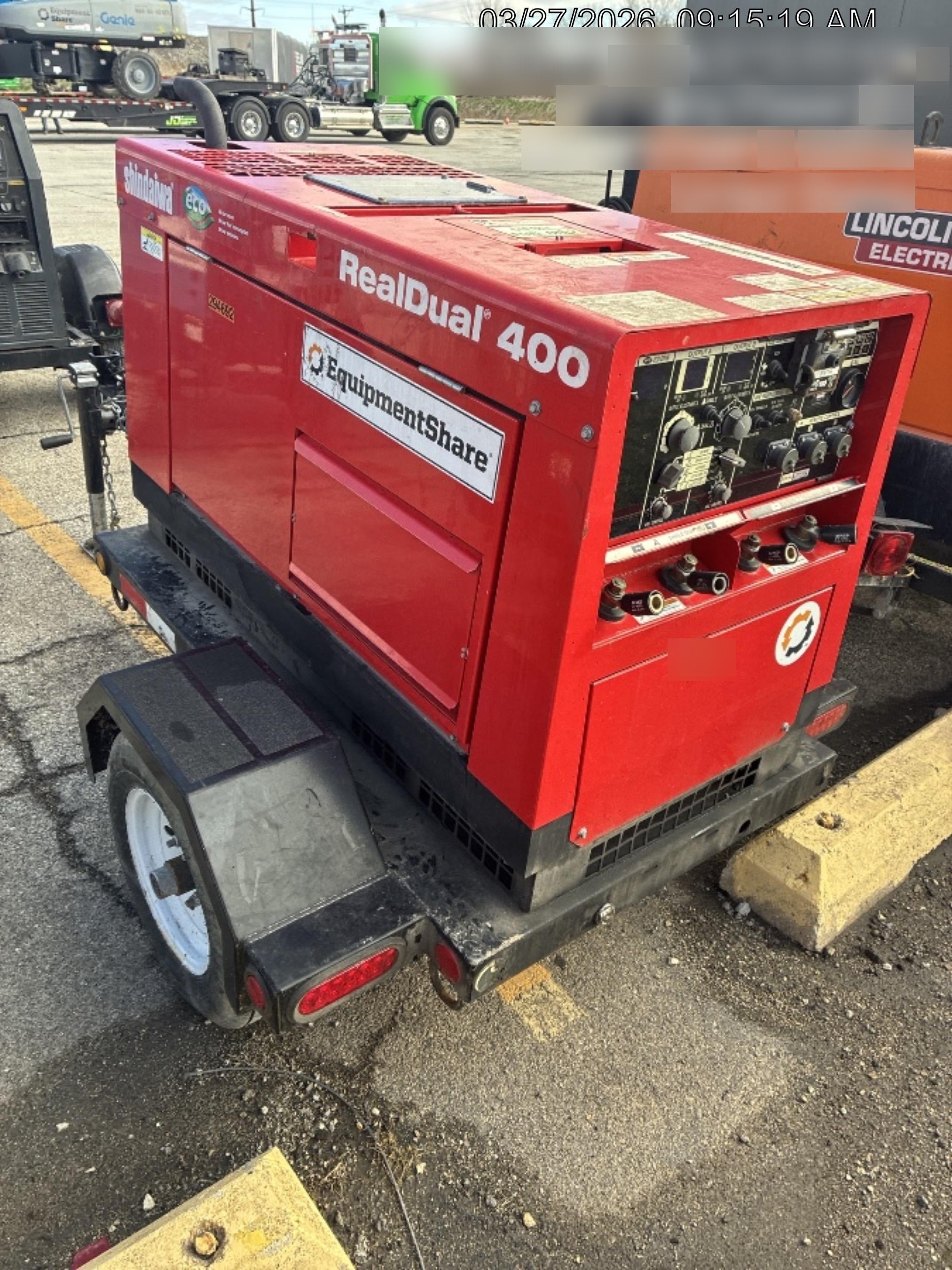 2023 Shindaiwa DGW400MDL Kubota D902 Engine, 23 HP, Dual Op Welder, Wire, Arc, Droop Stick, Tig, and CC Stick Functionality, Simulphase, 3 Phase and 1 Phase Gen Output, Single Axle NB Trlr, Slr Trckl Chrg 12V 12W, Fire Ext