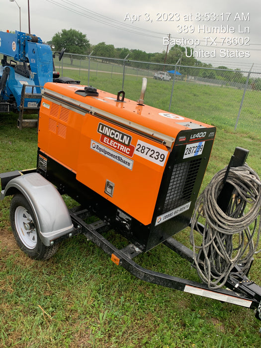 2023 Lincoln Electric LE400 Kubota V1505, Trlr, Cable Rack, Light Kit, ES Decals, T3